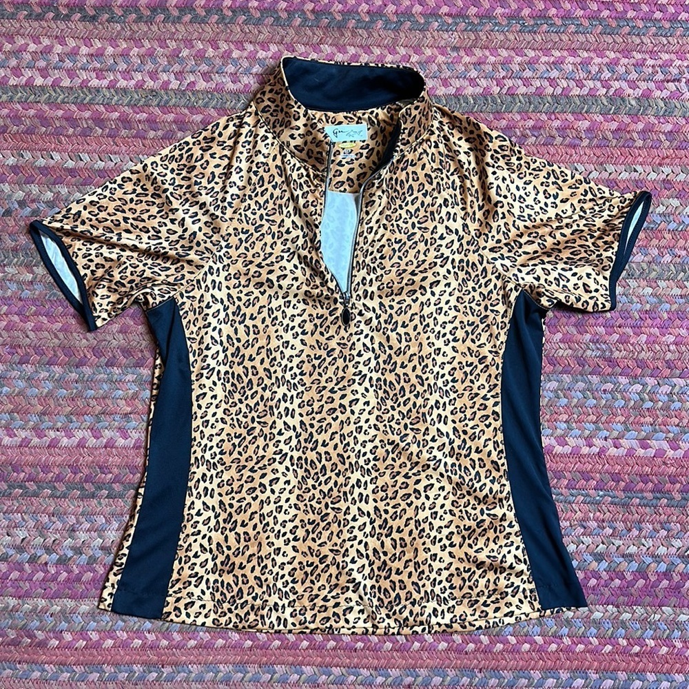 NWOT GREG NORMAN CHEETAH GOLF QUARTER ZIP SHIRT GOLF PICKLEBALL QUICK DRY